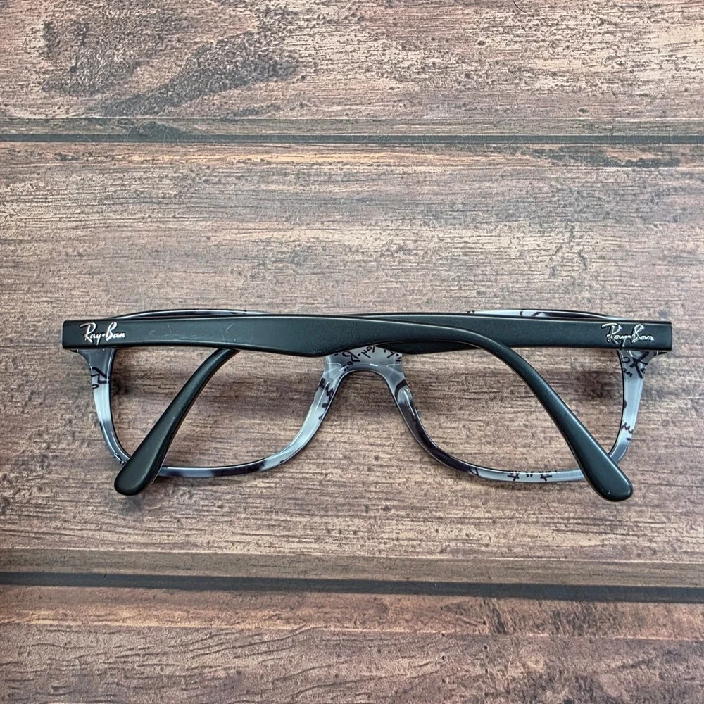 Ray-Ban RB 5228 5405 Black Logo Print Eyeglass Frames 53-17-140 Mens Womens